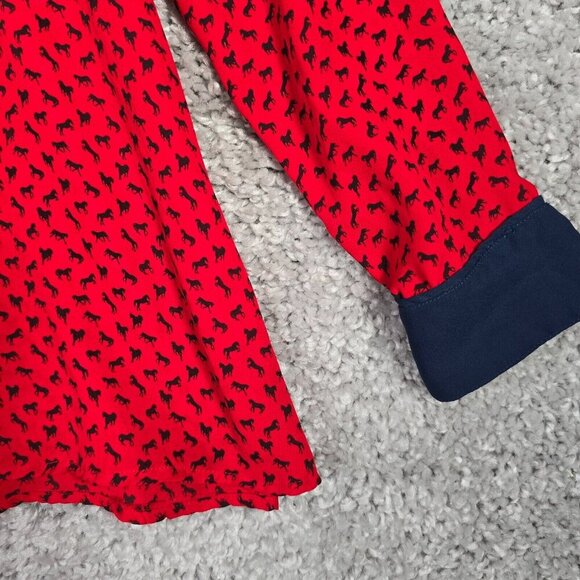 Free People Women’s Horse Print Top Small Red Equestrian Preppy Casual Shirt - Picture 3 of 13